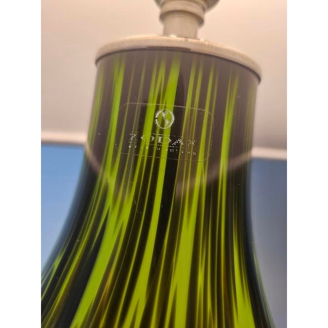 Glass Vintage Green & Black Art Glass Table Lamp For Sale - Image 7 of 8