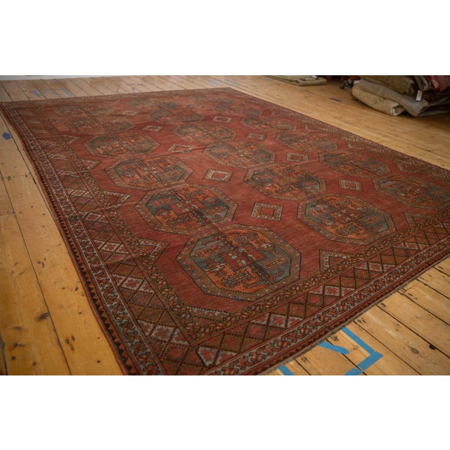 Burgundy Vintage Distressed Ersari Carpet - 8'4" X 10'10" For Sale - Image 8 of 9