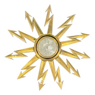 Vintage Hollywood Regency Sunburst Mirror, 1980 For Sale