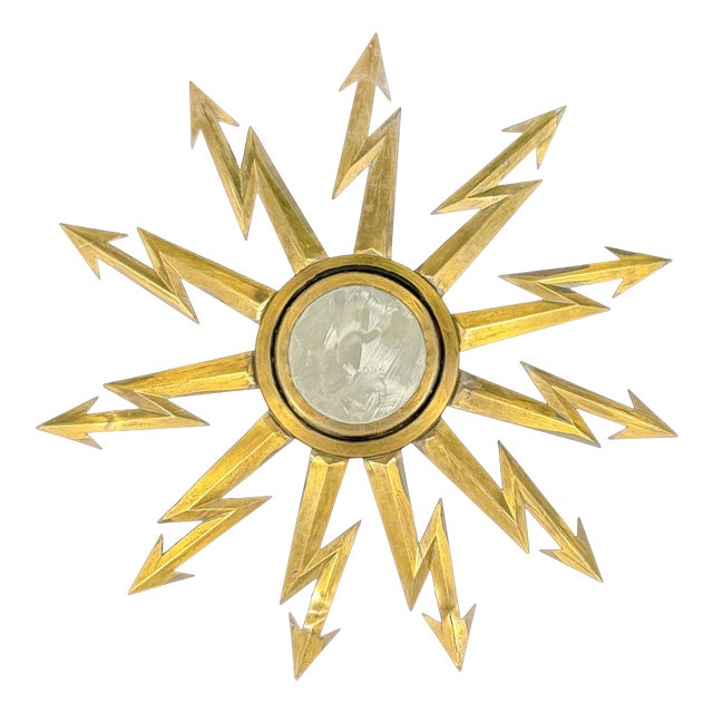 Vintage Hollywood Regency Sunburst Mirror, 1980 For Sale