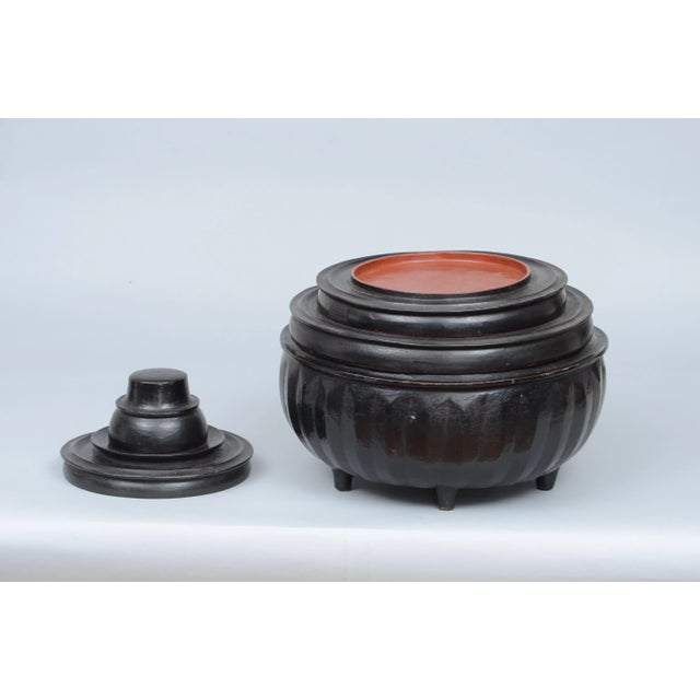 Burmese black lacquered offering bowl is called a Hsun Kwet. It is unique to Burma and was used to present offerings of...