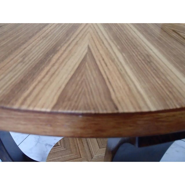 Art Deco Round Mahogany and Zebrano Coffee Table, 1930s For Sale - Image 4 of 11