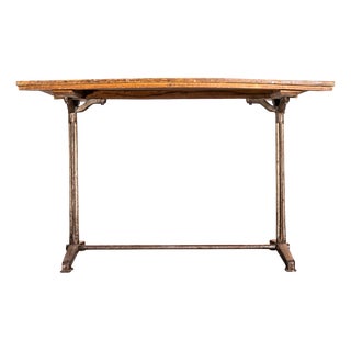 Vintage French Cast Base Café Dining Table, 1930s For Sale