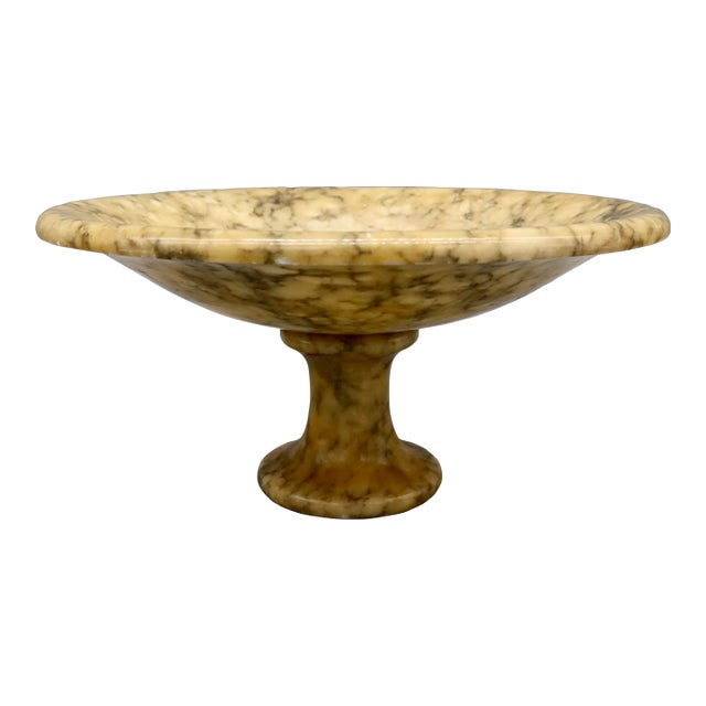 Antique Hand Carved Italian Alabaster Compote Tazza For Sale