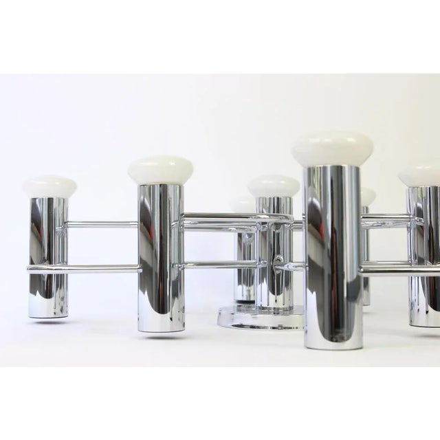 Metal German Leola Chrome Flush Mount Light Fixture by Sciolari, 1970s For Sale - Image 7 of 9