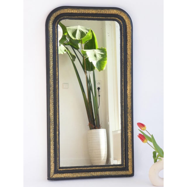 Tall Antique 19th Century Louis Philippe French Mirror in Arched Gilt Wood For Sale - Image 3 of 10
