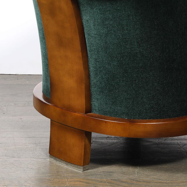 Pair of Art Deco Walnut Armchairs in Eucalyptus Mohair Velvet W/ Nickel Sabots For Sale - Image 13 of 18