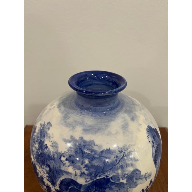 Late 19th Century Antique Royal Bonn Germany Vase Castle Rhine Delft Blue White F. Mehlem C. 1900 For Sale - Image 5 of 9