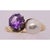 2010s 14 Karat Yellow Gold Freeform Ring With Solitaire Amethyst and Pearl For Sale - Image 5 of 10