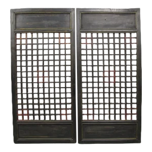Pair of Vintage Chinese Latticed Screen Panel 4