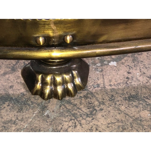 Antique Brass Fireplace Fender With Paw Feet For Sale - Image 4 of 6