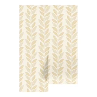 Garden Leaf Stripe Grasscloth Wallpaper by House Party | Rattan & White | 8 Yards For Sale