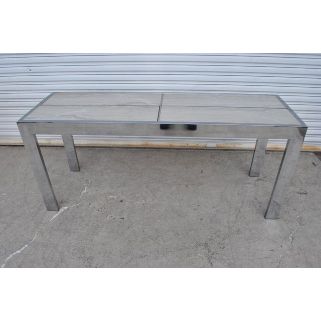 Milo Baughman Pace Style Chrome & Marble Console For Sale In Houston - Image 6 of 13