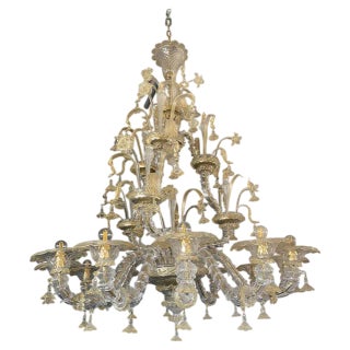 Floral Venetian Ca Rezzonico Gold Chandelier in Murano Glass For Sale
