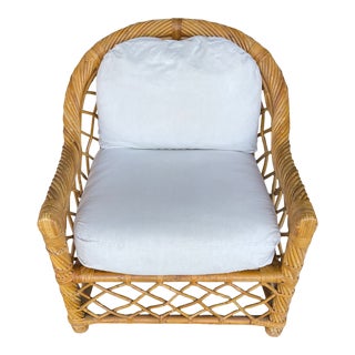 Vintage McGuire Style Rattan Club Chair For Sale