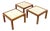 Set of Mid Century Solid Walnut Bases Travertine Tops End Side Occasional Tables For Sale