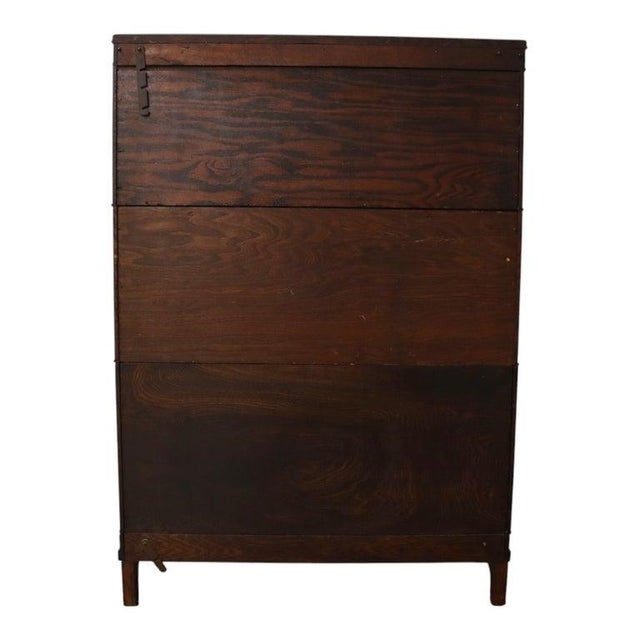 Arts & Crafts Macey Oak 3-Stack Barrister Bookcase Signed C1920 For Sale - Image 11 of 13