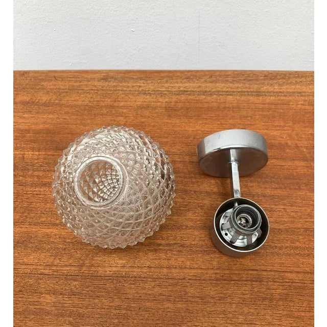 Vintage Space Age Glass and Metal Wall Lamp Sconce, 1970s, Set of 2 For Sale - Image 6 of 18