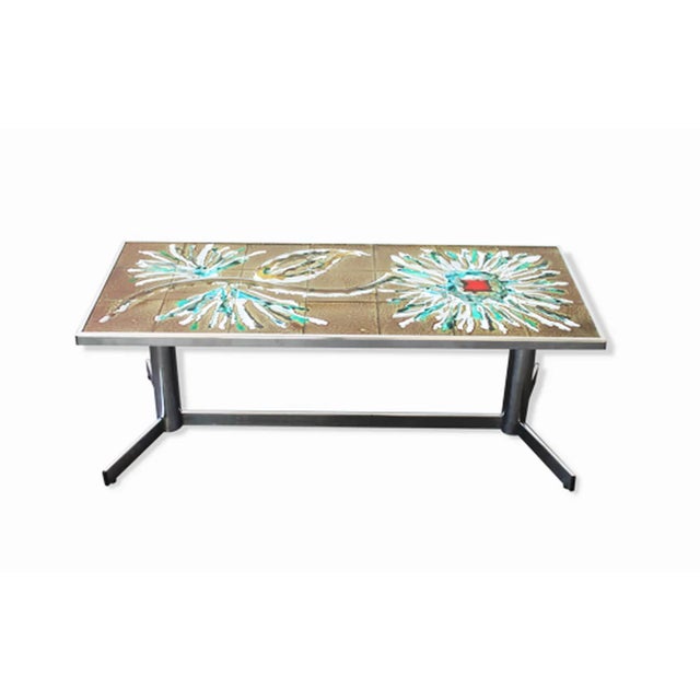 Ceramic and Chrome Coffee Table, 1970s For Sale - Image 10 of 10