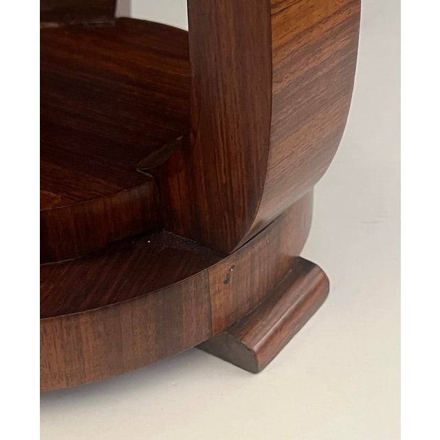 French Art Deco Walnut Circular Tripod Occasional Table For Sale - Image 4 of 7
