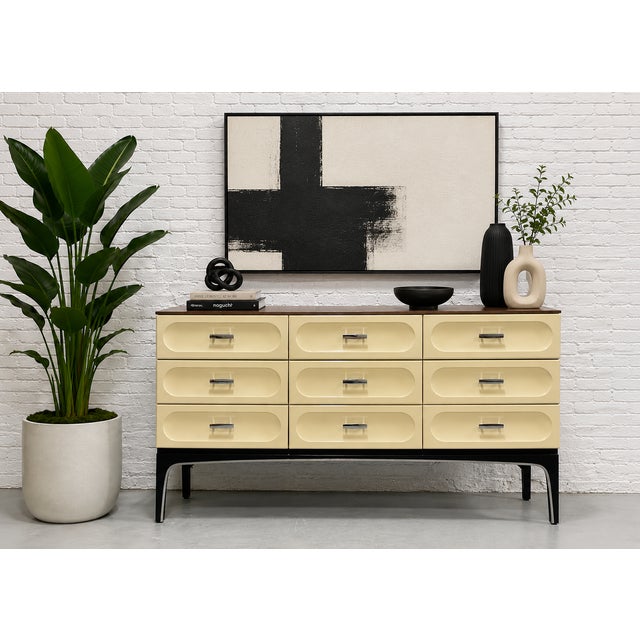 Extremely RARE Mid Century Modern Rosewood + Plastic Credenza by Henri Vallieres, c. 1960s, Made in Canada. Reminiscent of...
