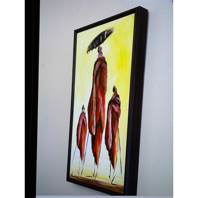 Yellow Vintage Lithograph of Maasai Ladies, "Stepping Out in Style" Reproduction For Sale - Image 8 of 8