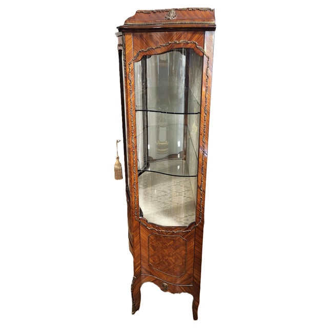Mid 20th Century Vintage 20th C Louis XV French Style Bronze Mounted Curio Display Cabinet Vitrine For Sale - Image 5 of 12