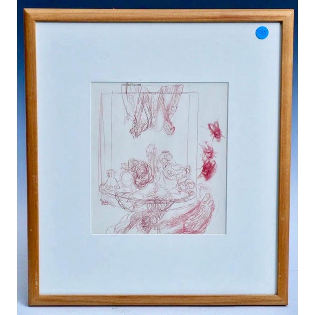 Hyman Bloom "Still Life with Flies" Frame: 18" X 16" Image: 9.25" X 8.25" Hand signed with his monogram initials...