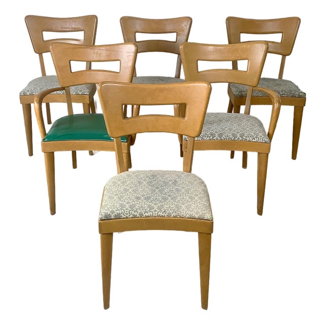 Vintage Heywood-Wakefield "Dog Bone" Dining Chairs - Set of 6 For Sale