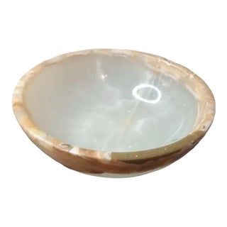 Vintage Genuine Variegated Onyx Decorative Bowl, Made in Pakistan For Sale