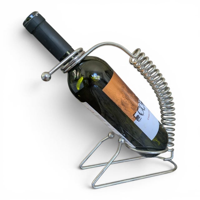 Postmodern Vintage Postmodern Industrial Coiled Wine Bottle Holder Stand For Sale - Image 3 of 16