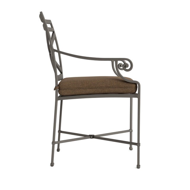 Contemporary Brown Jordan Venetian Arm Chair, Mica frame with Fusion Moccasian fabric For Sale - Image 3 of 5