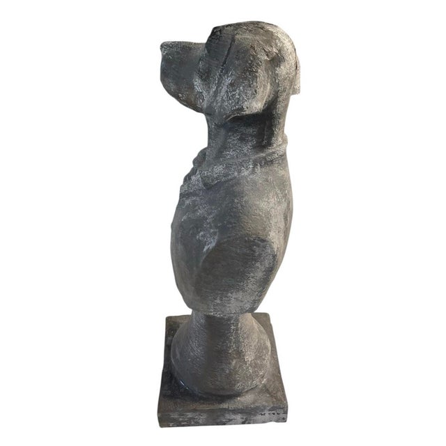 Vintage Anthropomorphic Cast Iron Dog Bust Sculpture With Weathered Patina For Sale In West Palm - Image 6 of 12