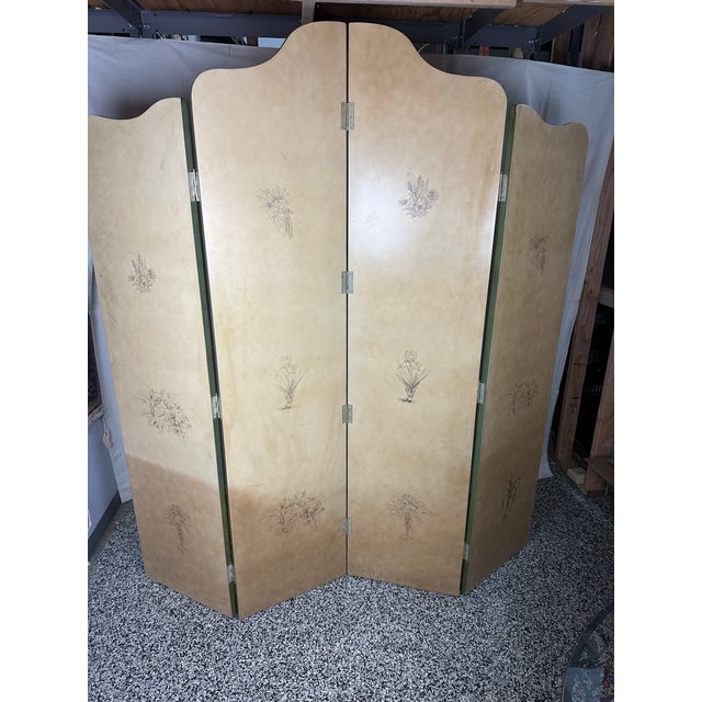 Wood Four Panel French Provincial Room Divider For Sale - Image 7 of 11