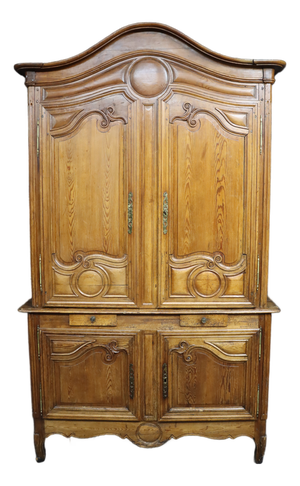 18th Century French Provincial Pine Linen Press Cabinet