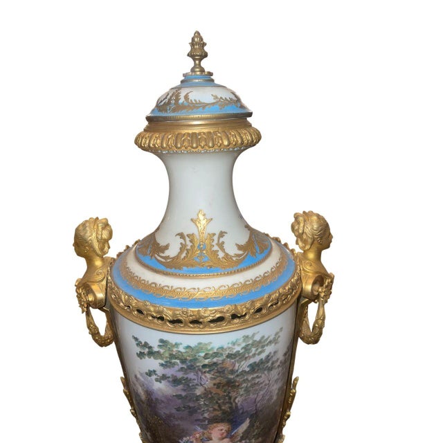19th Century 19th Century Sèvres Porcelain Urn With Gilt Bronze Mounts For Sale - Image 5 of 7