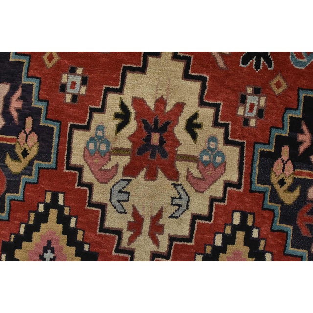 Red Heriz Rug 5’10” X 9’1” Red Wool Vintage Tribal Hand-Knotted Oriental Carpet For Sale - Image 8 of 15