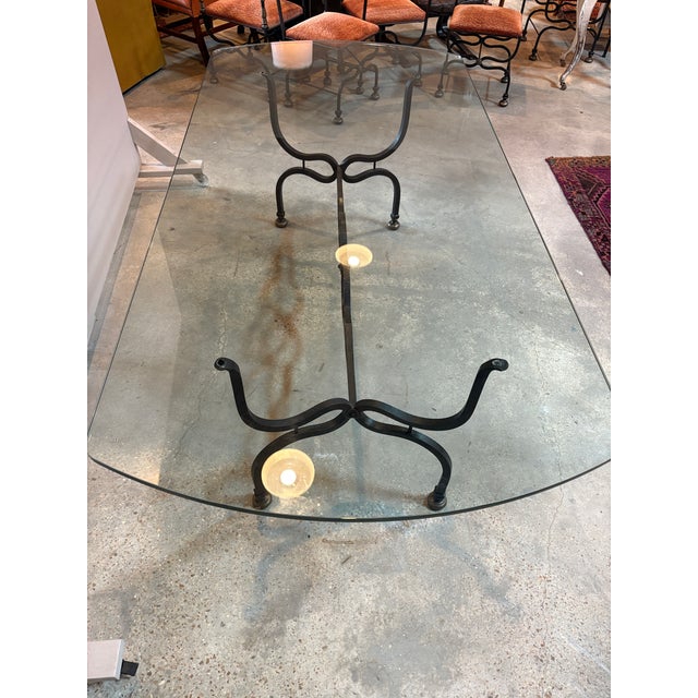 Metal Mid-Century Italian Savonarola Wrought Iron Dining Set - Table and Set of 8 Chairs For Sale - Image 7 of 11