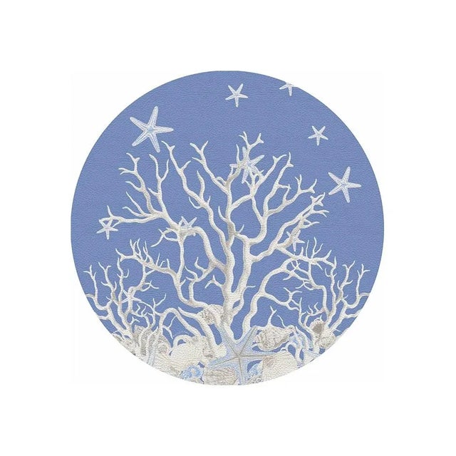 Contemporary Nicolette Mayer Coral Reef Blue 16" Round Pebble Placemats, Set of 4 For Sale - Image 3 of 3