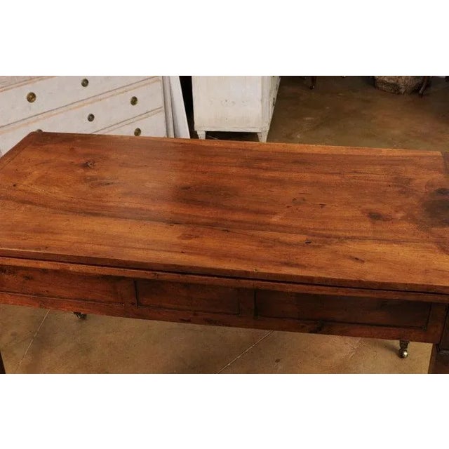 19th Century French Directoire Style Walnut Table with Folding Top, Tapered Legs For Sale - Image 4 of 13