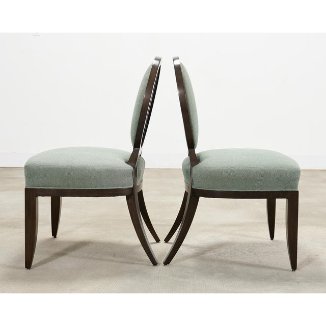 Robin's Egg Blue Set of Six Barbara Barry for Baker Oval X-Back Dining Chairs For Sale - Image 8 of 16