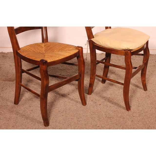 Wood Straw-Seated Cherrywood Chairs, 1970s, Set of 8 For Sale - Image 7 of 13