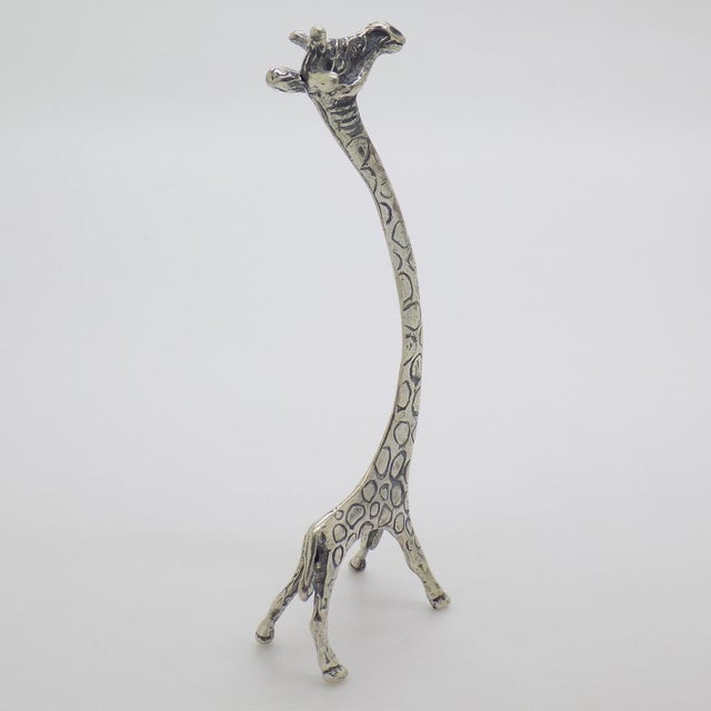 Vintage Italian Handmade Silver Stylized Giraffe with Long Neck, Tuscany, Italy, 1980s For Sale - Image 3 of 11