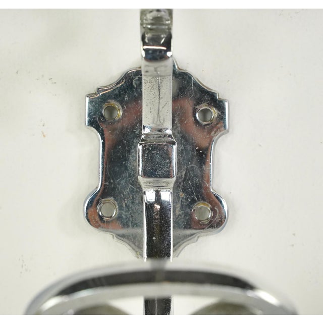 Mid 20th Century Vintage European Pair of Chrome Plated Brass Wall Hooks For Sale - Image 5 of 9
