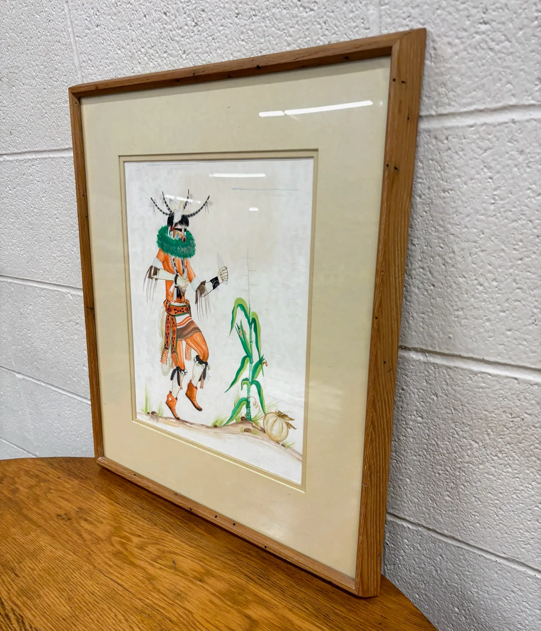 Vintage Original Watercolor “The Zuni Corn Dancer” by Percy Sandy