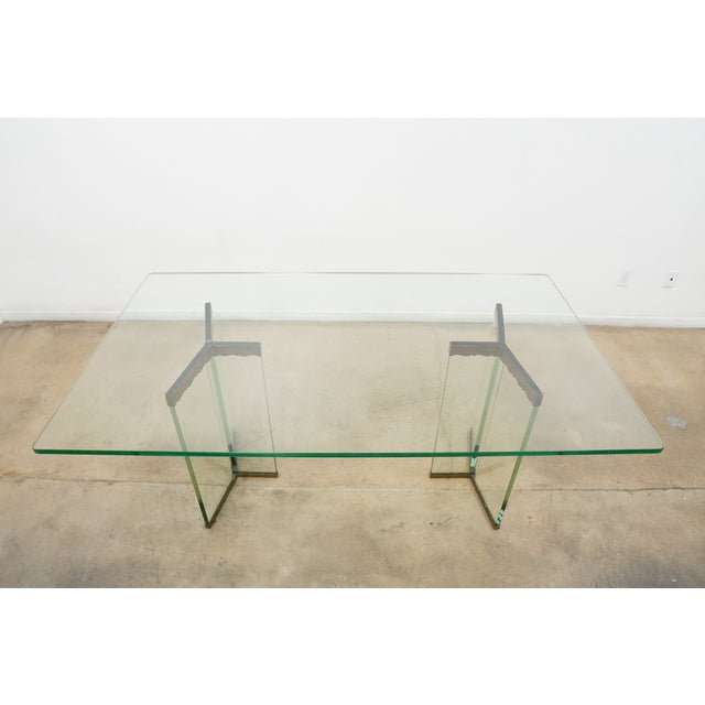 Hollywood Regency 1970s Attributed to Leon Rosen Glass Dining Table For Sale - Image 3 of 18