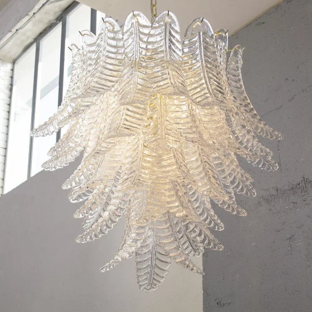 Suspension Chandelier Ø85 Cm Made in Italy in Murano Glass Crystal Color, 1990s For Sale - Image 6 of 13