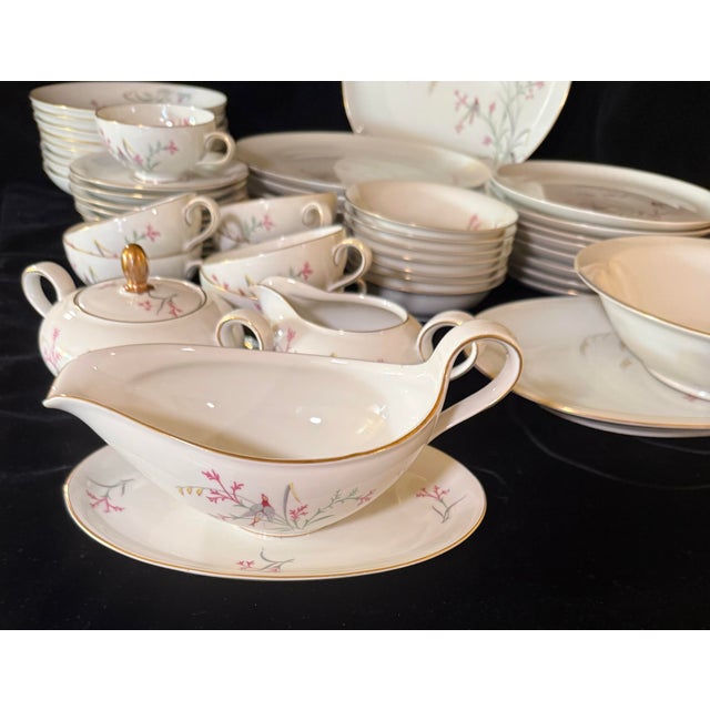 1930s Eschenbach Bird Multicolor Leaves and Grasses Dinnerware Set - 50 pcs For Sale - Image 10 of 12