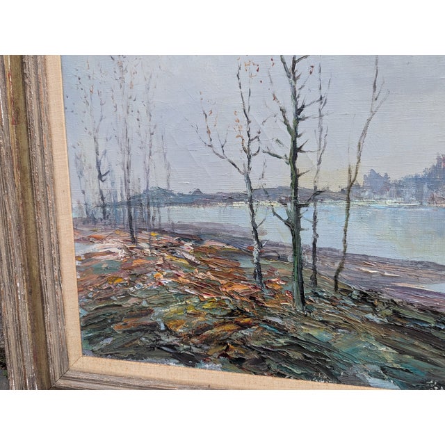 Early 20th Century Oil Painting by Artist Vladimir Lebedeff/Lebedev Impressionist Oil Painting of Autumnal Landscape For Sale - Image 4 of 14
