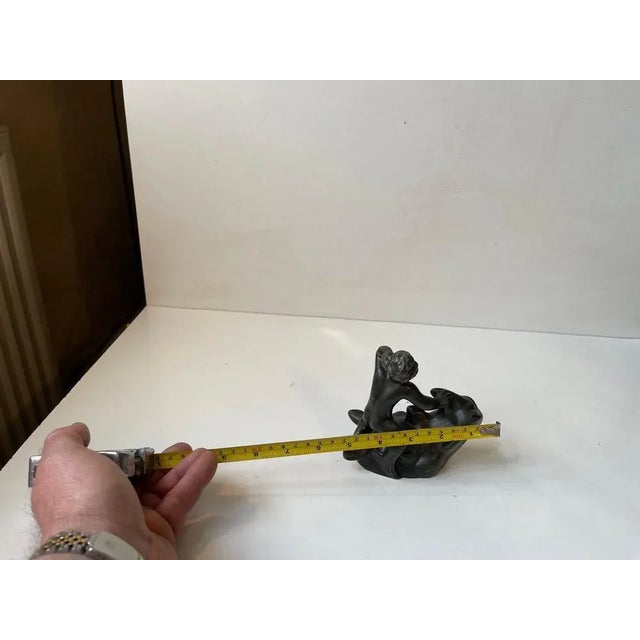 Metal Vintage Art Deco Figurine with Boy on Rhino by Just Andersen, 1930s For Sale - Image 7 of 10